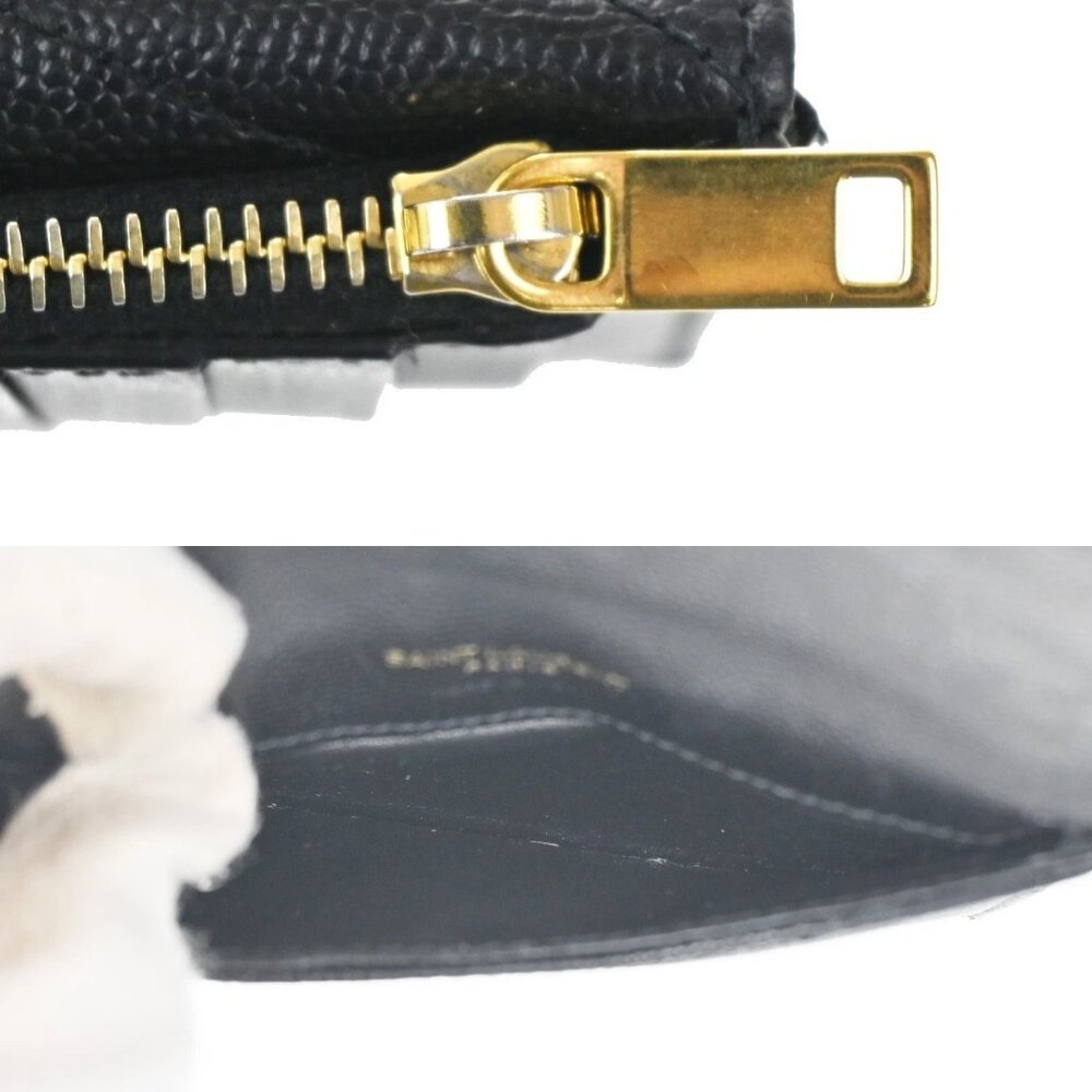 SAINT LAURENT YSL Logo Frap Card Coin Case Quilted Leather Black 612808 87KB982 - Picture 11 of 12